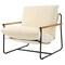 Beige Modern Corduroy Accent Chair with Iron Frame and Solid Wood Armrests for Living Room